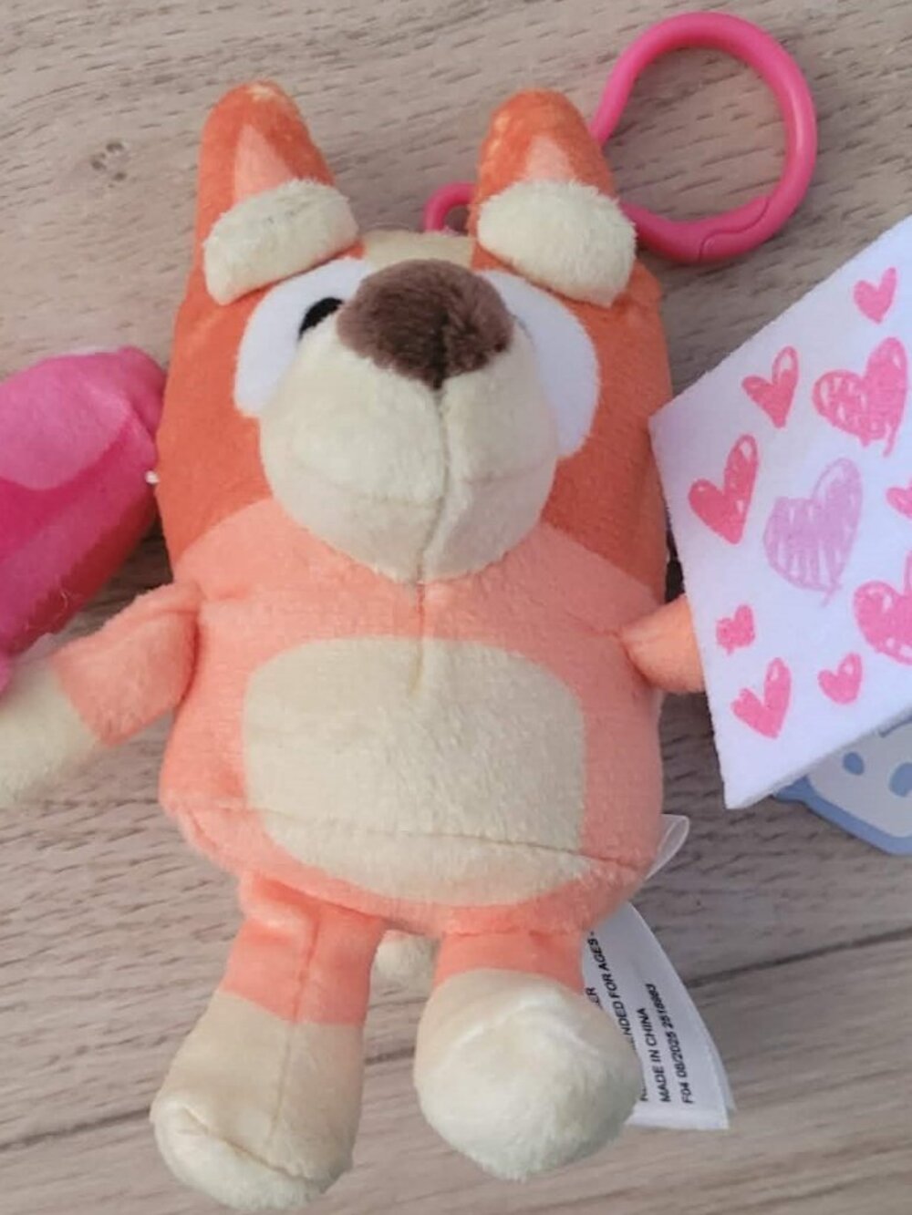 new dan dee BLUEY BINGO PLUSH BACKPACK CLIP keychain valentines dog